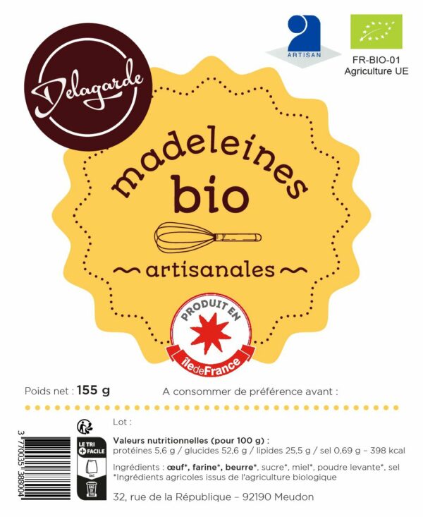 Étiquette madeleines bio