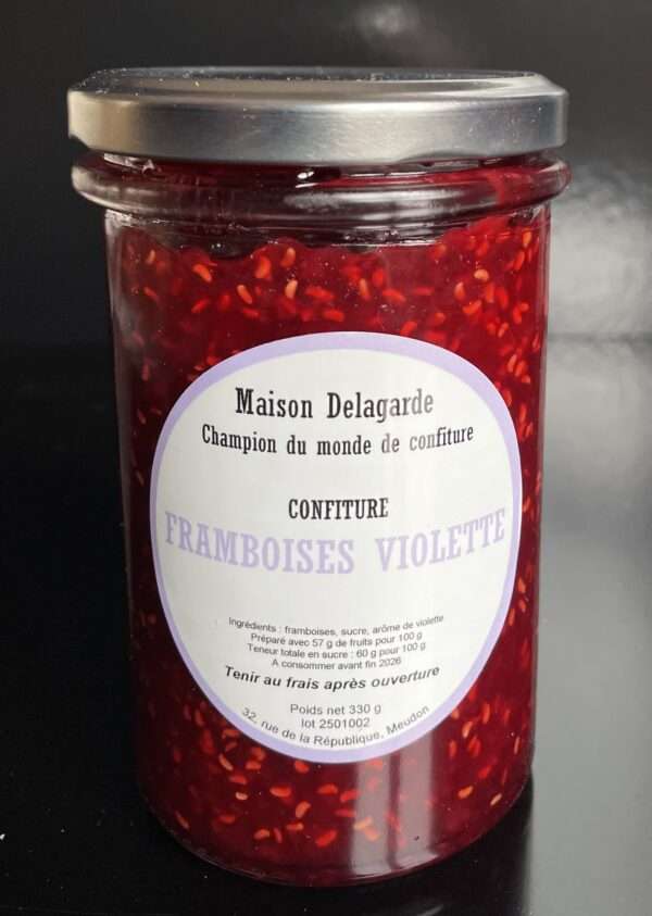 Confiture artisanale de framboises & violette