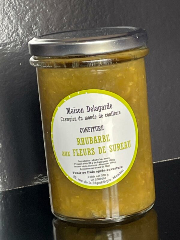 Confiture artisanale de rhubarbe aux fleurs de sureau