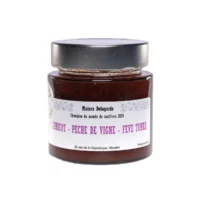 Confiture artisanale abricot, peche de vigne, tonka & verveine
